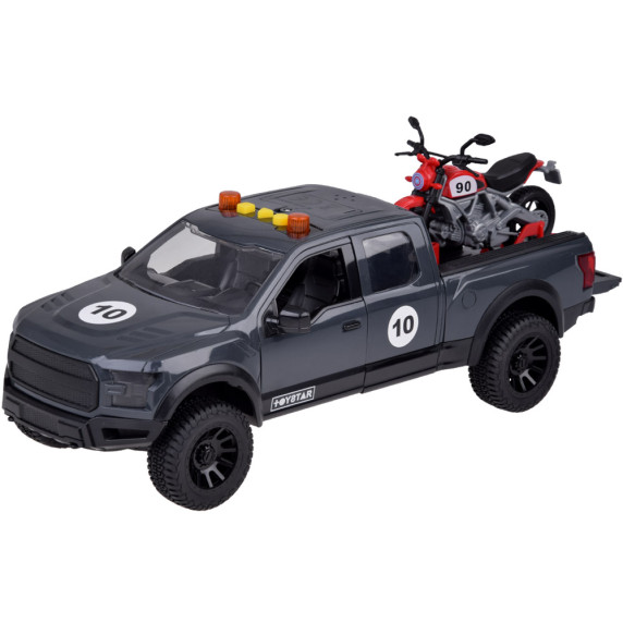 Interaktívne autíčko Pick-up s motocyklom Inlea4Fun PICKUPS & MOTORCYCLE