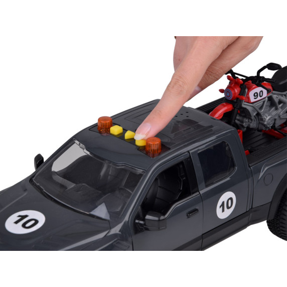 Interaktívne autíčko Pick-up s motocyklom Inlea4Fun PICKUPS & MOTORCYCLE