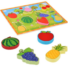 Puzzle educativ  din lemn, - Inlea4Fun ZA5255 - 8 piese/  fructe - 