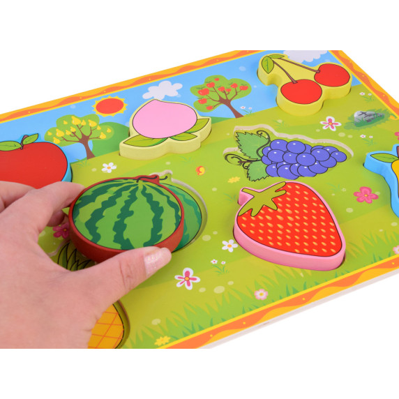 Puzzle educativ  din lemn, - Inlea4Fun ZA5255 - 8 piese/  fructe