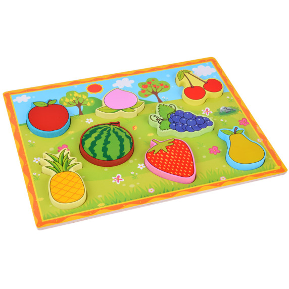 Puzzle educativ  din lemn, - Inlea4Fun ZA5255 - 8 piese/  fructe