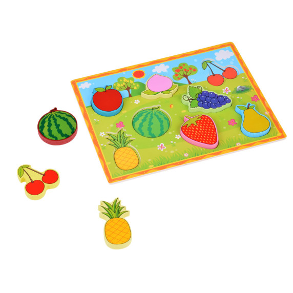 Puzzle educativ  din lemn, - Inlea4Fun ZA5255 - 8 piese/  fructe