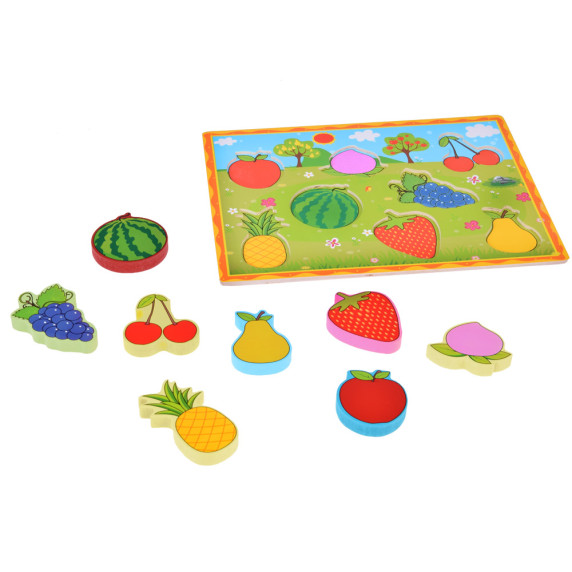 Puzzle educativ  din lemn, - Inlea4Fun ZA5255 - 8 piese/  fructe