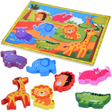 Puzzle din lemn  7 piese, Inlea4Fun -  animale safari - 