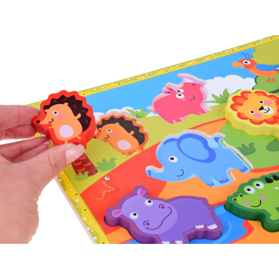 Puzzle din lemn  7 piese, Inlea4Fun -  animale safari