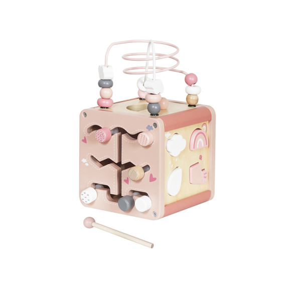 Cub din lemn educațional - Inlea4Fun ZA5265 - roz