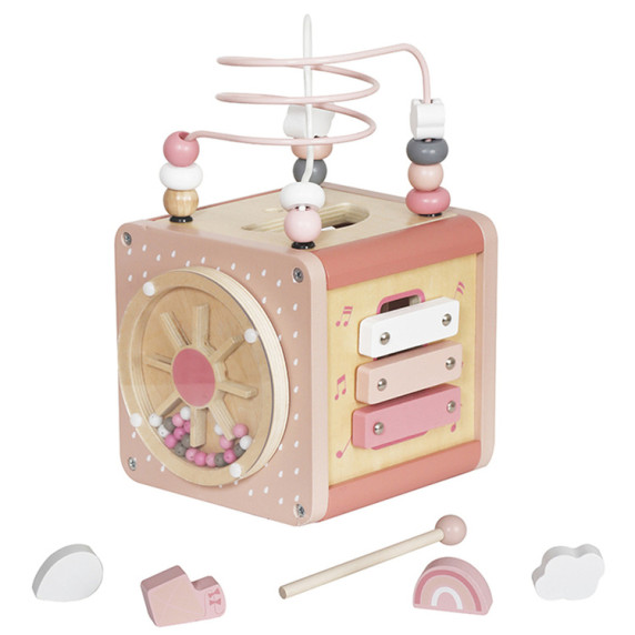 Cub din lemn educațional - Inlea4Fun ZA5265 - roz