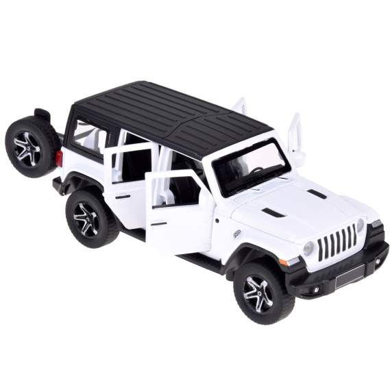 Mașină de teren cu rulotă – ALLOY CAR MODEL – model interactiv din aliaj, în culoarea albă