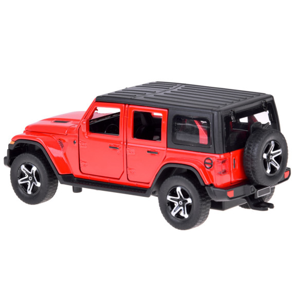 Mașină de teren cu rulotă – ALLOY CAR MODEL – model interactiv din aliaj, în culoarea roșu aprins