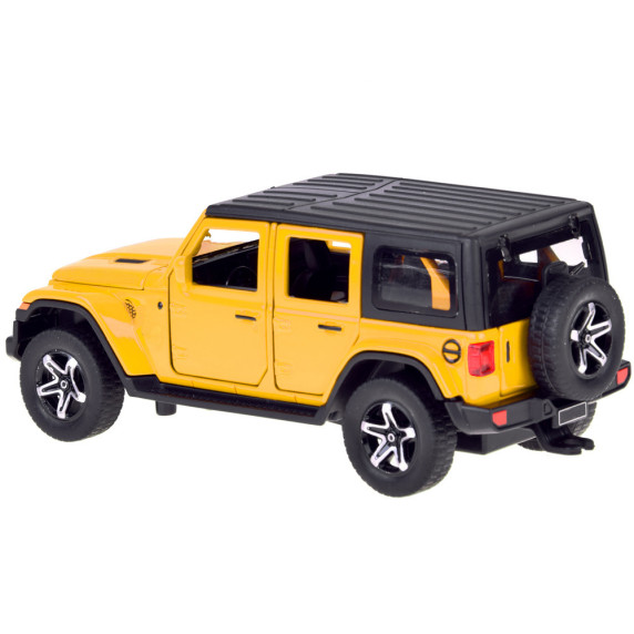 Mașină de teren cu rulotă – ALLOY CAR MODEL – model interactiv din aliaj, în culoarea galben