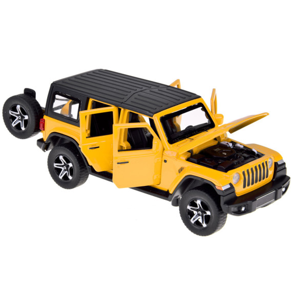 Mașină de teren cu rulotă – ALLOY CAR MODEL – model interactiv din aliaj, în culoarea galben
