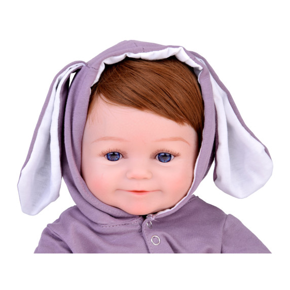 Interaktív játékbaba fiú baba 48 cm Inlea4Fun REBORN DOLLS - Nyuszifülekkel