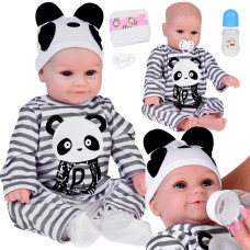 Valósághű játékbaba fiú baba 45 cm Inlea4Fun REBORN DOLLS - Szürke csíkos - 