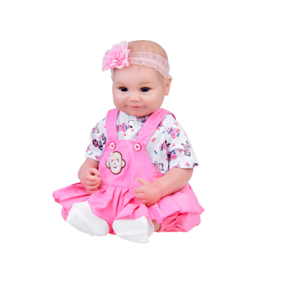 Realistická bábika v ružových šatách s doplnkami 50 cm Inlea4Fun REBORN DOLLS