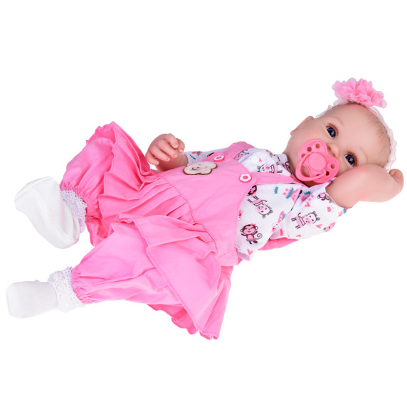 Realistická bábika v ružových šatách s doplnkami 50 cm Inlea4Fun REBORN DOLLS