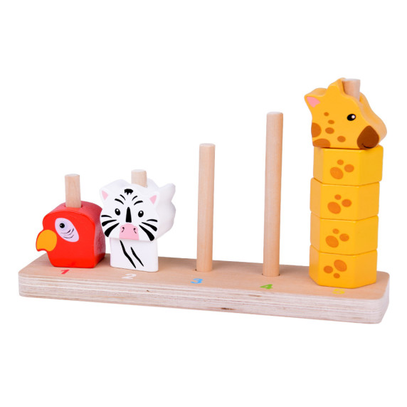 Piramidă din lemn pliabilă cu animale - Inlea4Fun WOODEN TRAINING AID