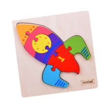 Puzzle educativ, din lemn pentru copii - Inlea4Fun ROCKET ZA5370 - rachetă 8 piese - 