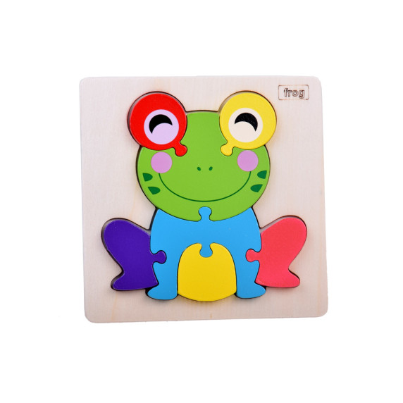 Puzzle educativ din lemn  8 piese Inlea4Fun FROG - Broască