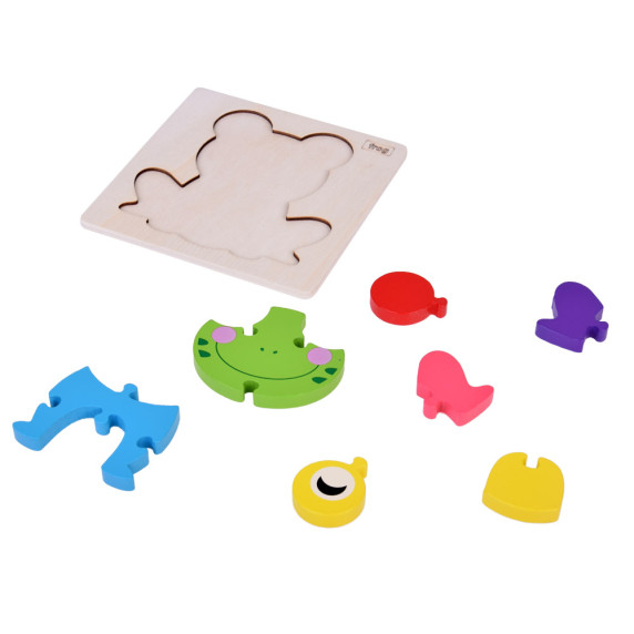 Puzzle educativ din lemn  8 piese Inlea4Fun FROG - Broască