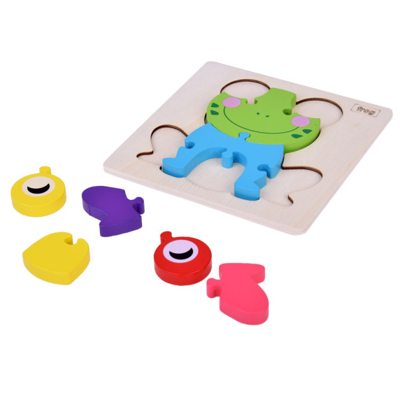 Puzzle educativ din lemn  8 piese Inlea4Fun FROG - Broască