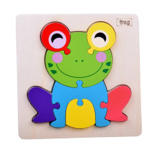 Puzzle educativ din lemn  8 piese Inlea4Fun FROG - Broască - 