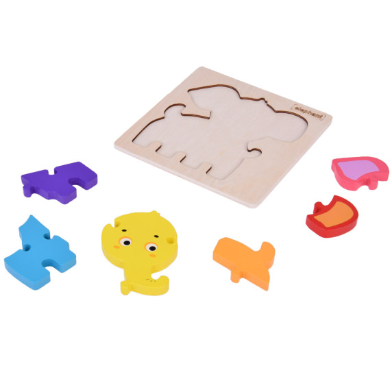 Puzzle educativ din lemn  7 piese Inlea4Fun FROG - Elefant