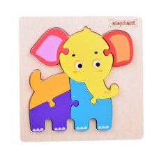 Puzzle educativ din lemn  7 piese Inlea4Fun FROG - Elefant - 