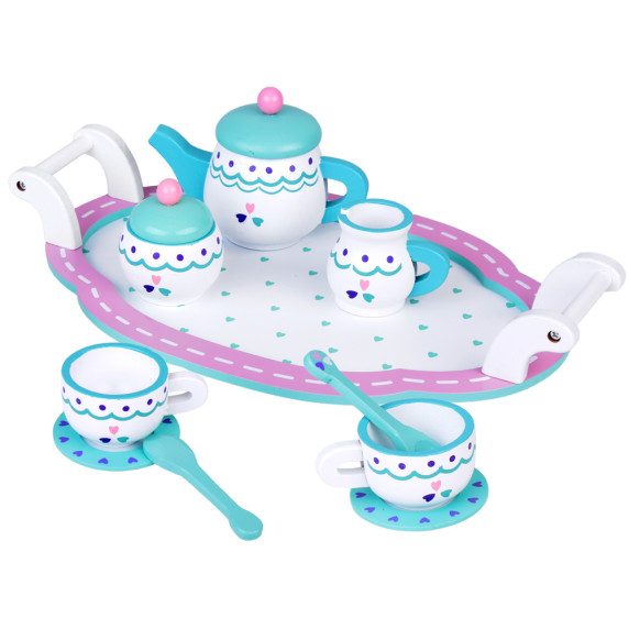 Set servire ceai pentru copii, din lemn - Inlea4Fun TEA SET TRAY