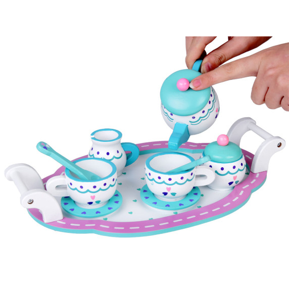 Set servire ceai pentru copii, din lemn - Inlea4Fun TEA SET TRAY