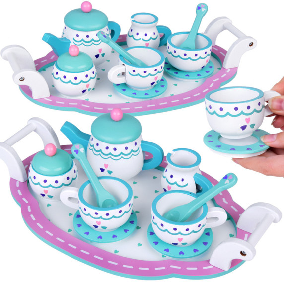 Set servire ceai pentru copii, din lemn - Inlea4Fun TEA SET TRAY