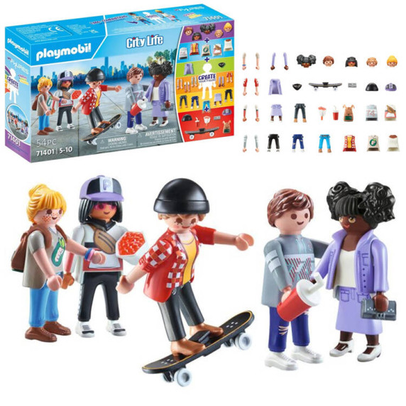 Figurák és kiegészítők építőkockákhoz 54 darabos Playmobil My Figures City Life 71401