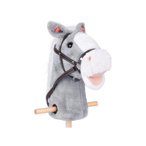 Plüss ló lovagló bot hangefektekkel Inlea4Fun HOBBY HORSE - Szürke