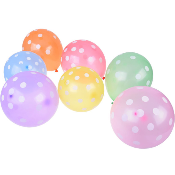 Farebné balóny s bielymi bodkami 100 kusov Inlea4Fun PARTY DECOR
