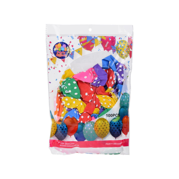 Farebné balóny s bielymi bodkami 100 kusov Inlea4Fun PARTY DECOR