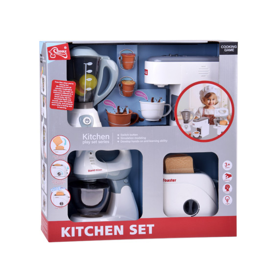 Súprava detských spotrebičov mixér, kuchynský robot, hriankovač, kávovar Inlea4Fun KITCHEN SET