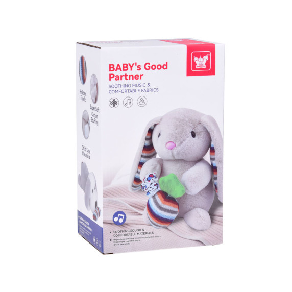 Iepuraș de pluș cu cutie muzicală Inlea4Fun BABY'S GOOD PARTNER