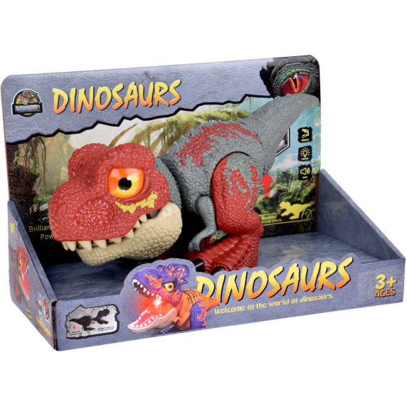 Figúrka Tyrannosaurus Rex so zvukovými a svetelnými efektmi Inlea4Fun DINOSAURS - červený