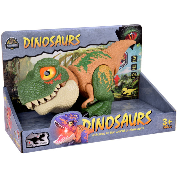 Figúrka Tyrannosaurus Rex so zvukovými a svetelnými efektmi Inlea4Fun DINOSAURS - zelený