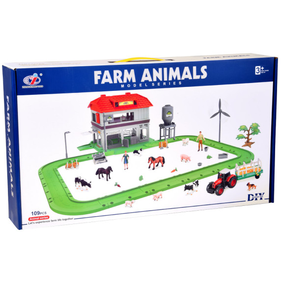 Detská farma, stodola, traktor, figúrky a príslušenstvo 109 prvkov FARM ANIMALS
