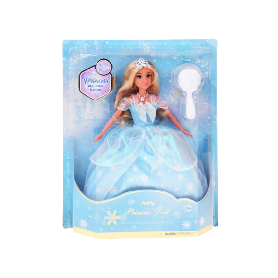 Hókirálynő játékbaba kék ruhában hópelyhekkel ANLILY PRINCESS DOLL