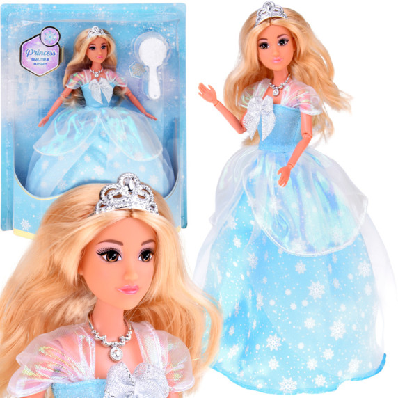Hókirálynő játékbaba kék ruhában hópelyhekkel ANLILY PRINCESS DOLL