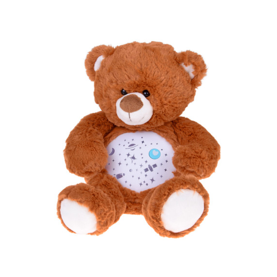 Plyšový hnedý medvedík s hviezdnym projektorom a melódiou BABY DOLL