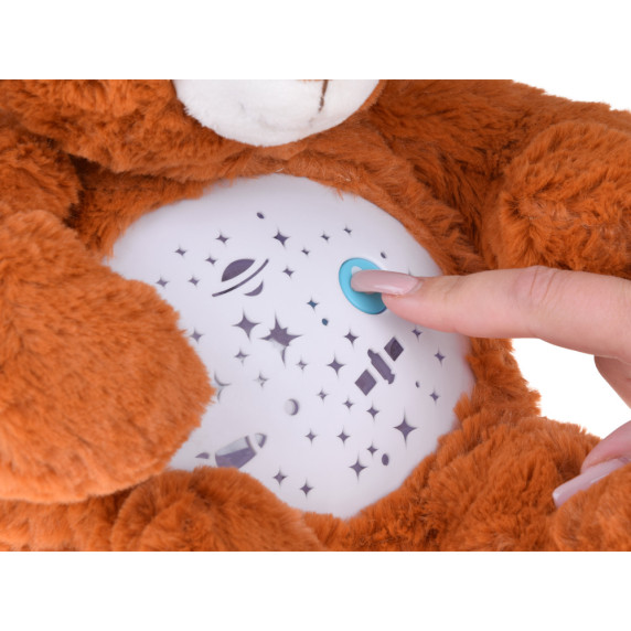 Plyšový hnedý medvedík s hviezdnym projektorom a melódiou BABY DOLL