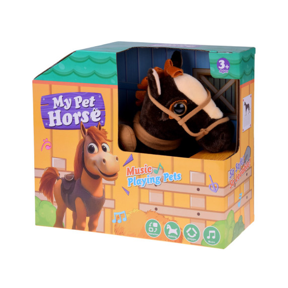 Interaktívny plyšový kôň MY PET HORSE - tmavohnedý