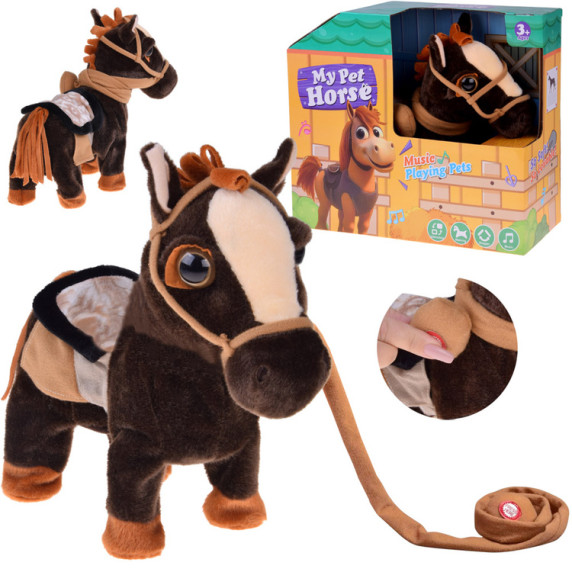 Interaktívny plyšový kôň MY PET HORSE - tmavohnedý