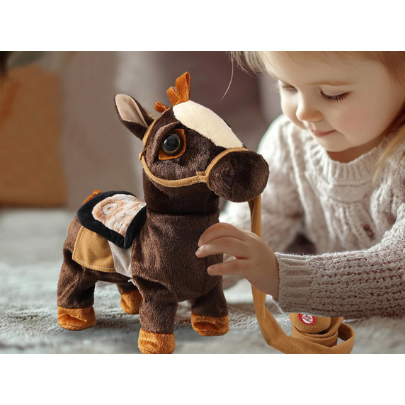 Interaktívny plyšový kôň MY PET HORSE - tmavohnedý