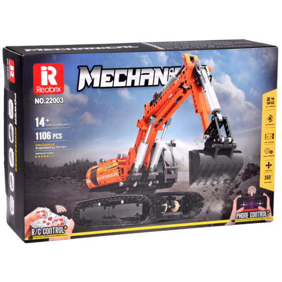 EXCAVATOR cu telecomandă, set de construcție cu 1106 piese