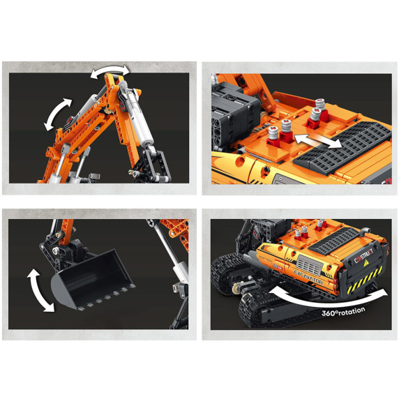 EXCAVATOR cu telecomandă, set de construcție cu 1106 piese