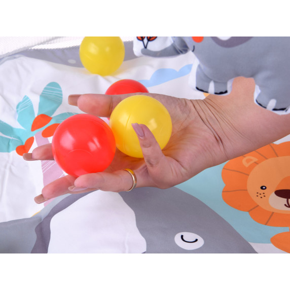 Színes oktató játszószőnyeg kerítéssel és labdákkal BABY PLAY GYM