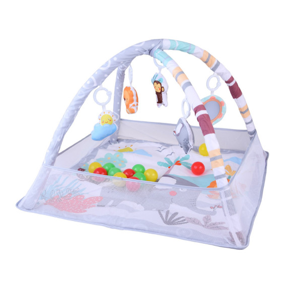 Színes oktató játszószőnyeg kerítéssel és labdákkal BABY PLAY GYM